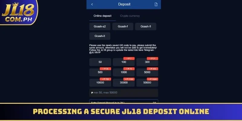 Processing a secure JL18 deposit online