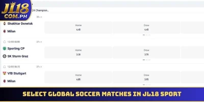 Select global soccer and basketball matches in JL18 Sport