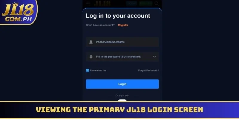 Viewing the primary JL18 login screen